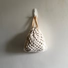 Small White Drawstring Crochet Bag