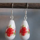 Fabulous Flower Decoration Elegant Waterdrop Shape Glamorous Ceramic Earrings