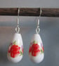 Fabulous Flower Decoration Elegant Waterdrop Shape Glamorous Ceramic Earrings