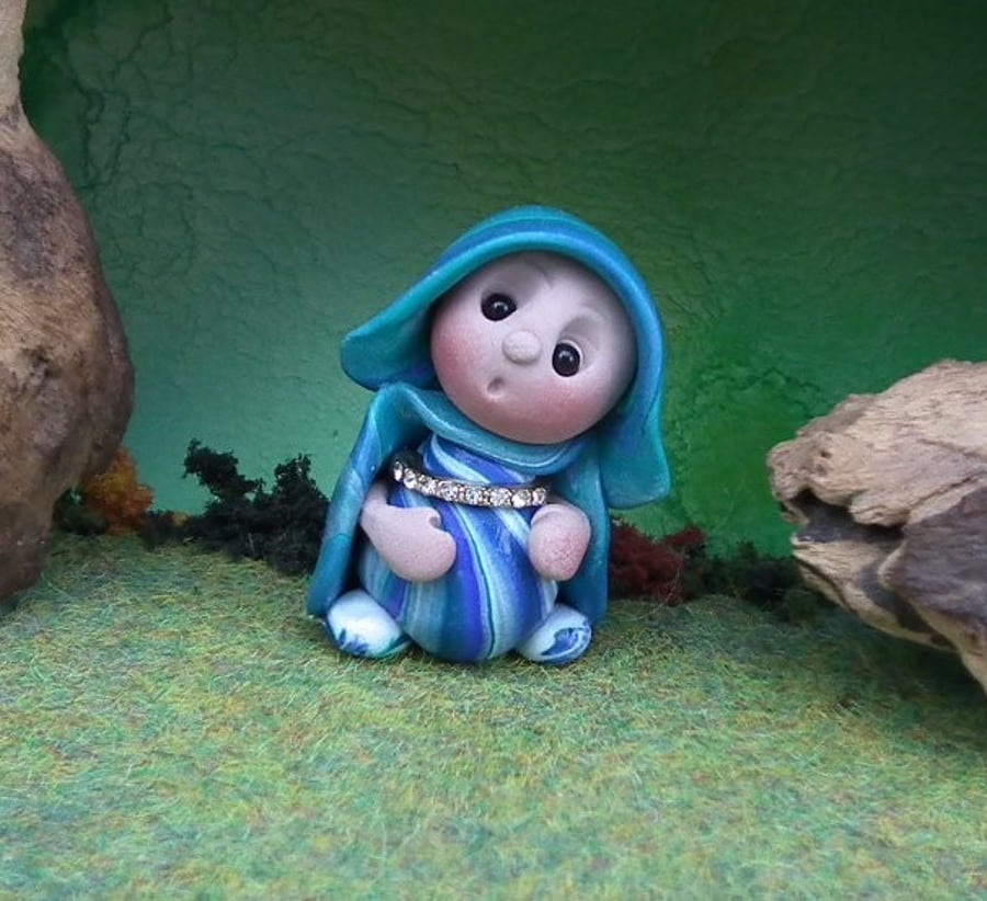 Tiny Garden Gnome 'Rhon' 1.5" OOAK Sculpt by Ann Galvin
