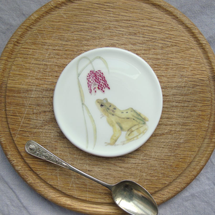 Perfectly Imperfect Fine Bone China Frog and Fritillary Coaster
