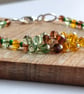 Amber Forest - Handcrafted Amber and Green Cluster Bracelet - Image 1