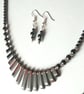 Hematite Necklace Earrings Jewellery Gift Set Tapered Shiny Black Gemstone - Image 5
