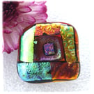 Patchwork Dichroic Fused Glass Brooch 085 Handmade 