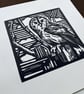 Tawny Owl - Linocut Print - Image 4