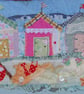 Beach Huts - Upcycled Applique Art textile picture - Image 5