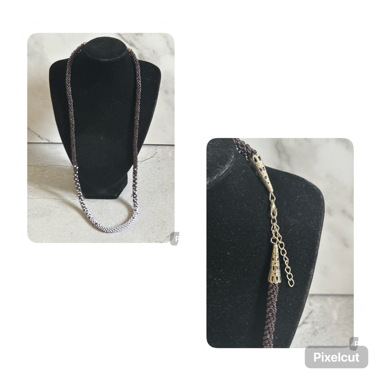 Long Kumihimo braided Beaded Necklace 