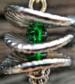 Drop earrings with small green beads and silver discs - Image 2