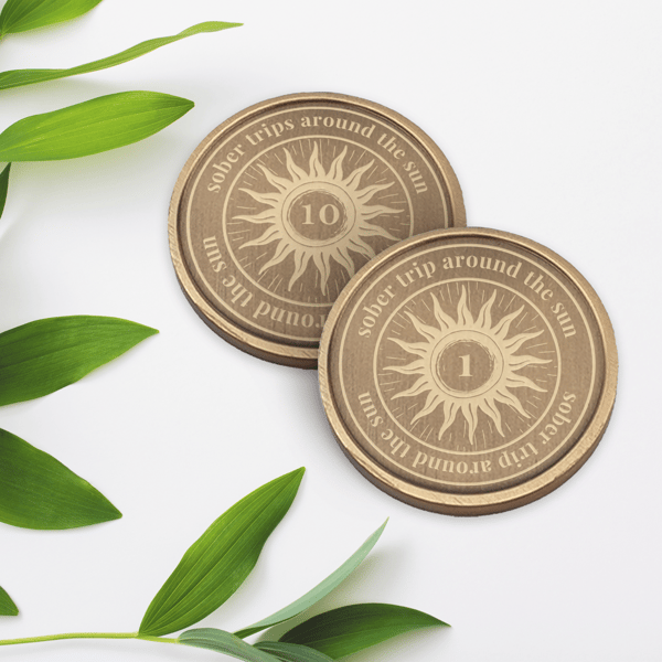 Around The Sun - Sobriety Coin: Custom Sobriety Token, Sober Milestone