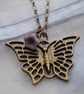 Sale-Butterfly & purple flower necklace - Image 3