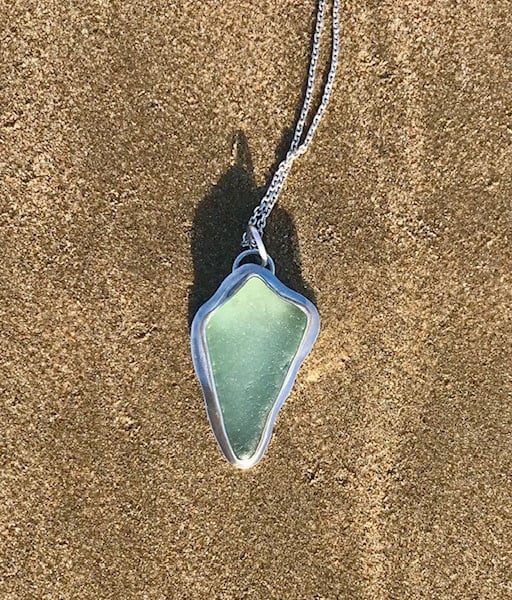 Handmade Sterling Silver 925 Sea Glass Pendant Necklace & Chain