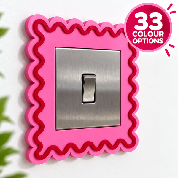 Handmade Scalloped Light Switch Surround – Decorative Stick-On Cover–33 Colours