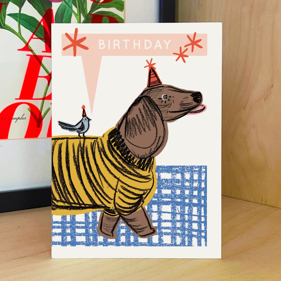 Birthday Card - Sausage Dog Birthday Card, Cute Birthday Card