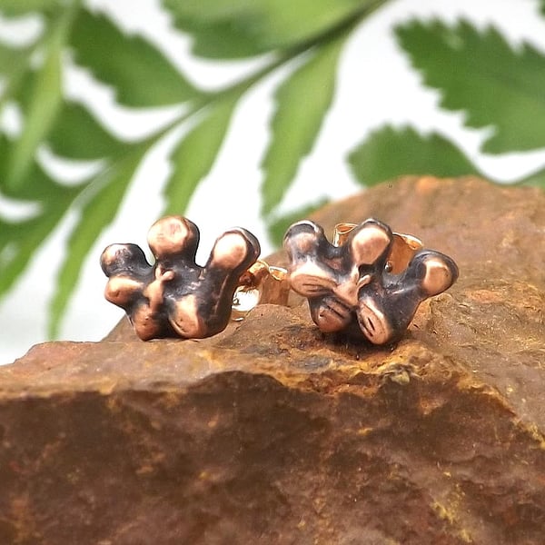 Recycled Copper Queen Bee Stud Earrings.