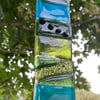 Fused glass green hanging light catcher