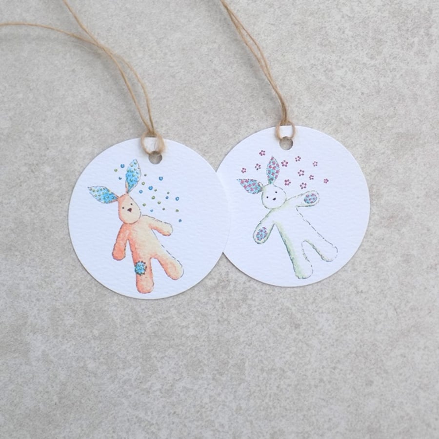 Pack of 2 gift tags of the same design of your choice, ecofriendly bunnies