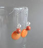 Orange Three Strand Dangle Earrings - Wedding Jewellery or Bridesmaid Gifts  - Image 1