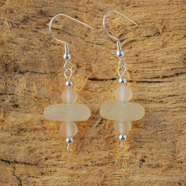 White sea glass earrings 