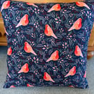 Christmas Robin Scatter Cushion 16 x 16 inches with Removable Cover 