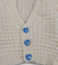 Hand Knitted Cream Baby Cardigan 0-3 Months with Blue Heart Buttons  - Image 4