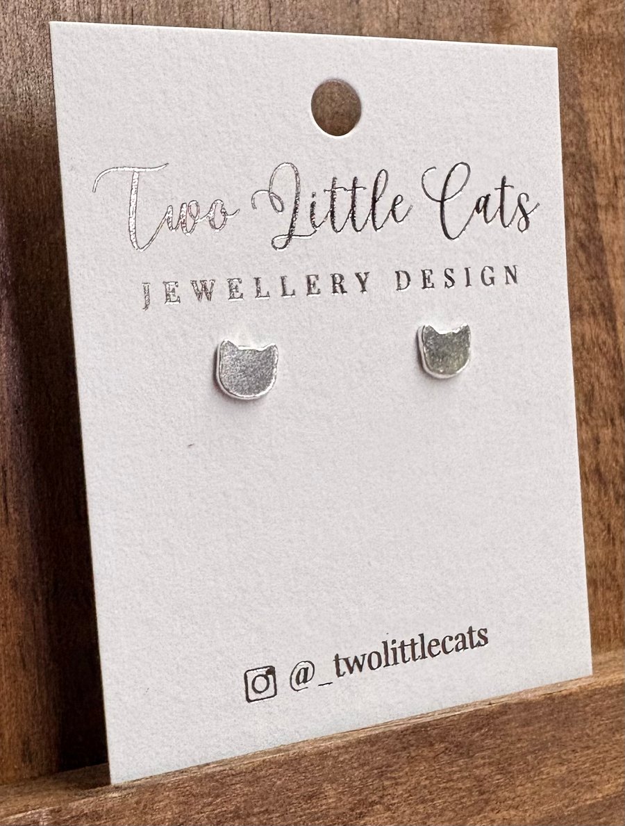 Silver Cat Studs - Earrings for Cat Lovers