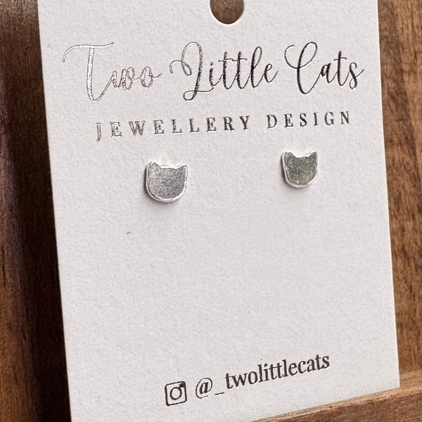 Silver Cat Studs - Earrings for Cat Lovers