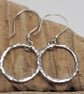  Sterling Silver Hoop Earrings with Hammered Texture
