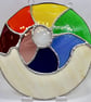 Rainbow shell stained glass round snail suncatcher