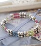 Sale-silver & pastel stretch bracelet - Image 1