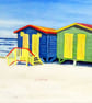 Beach Huts Oil Painting Seaside and Sky Original Canvas Art for Surfers - Image 4