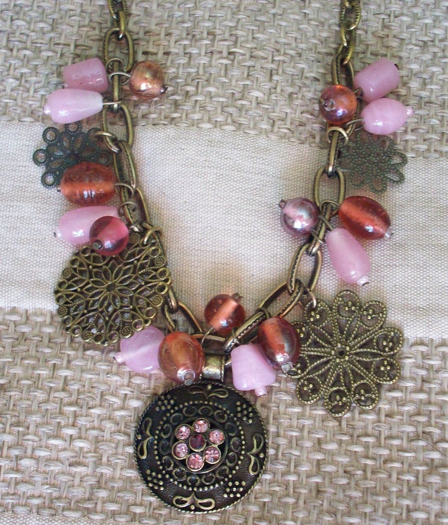 Sale- Pink charm necklace
