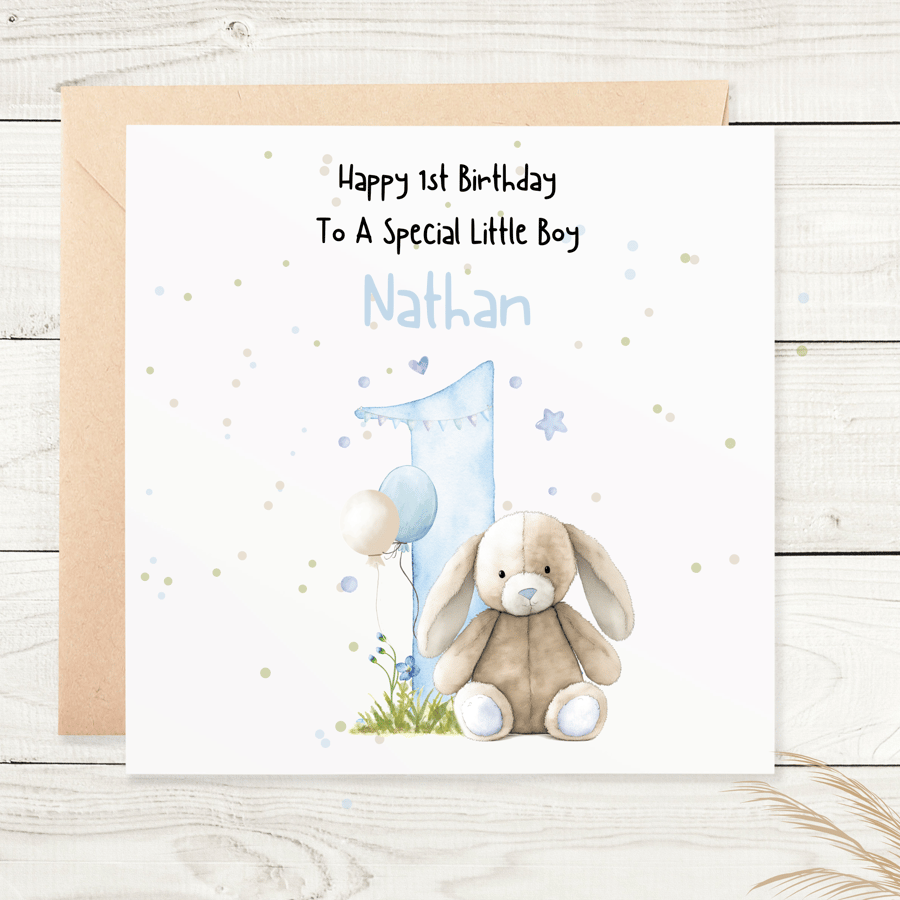Personalised 1st Birthday Card, Grandson, Great Grandson, Nephew, Great Nephew