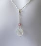 Strawberry Moon Necklace - Strawberry Quartz, Mother of Pearl & Sterling Silver - Image 3