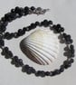 Blue Goldstone (Sandstone) Gemstone Chunky Statement Beaded Necklace "Vishnu"