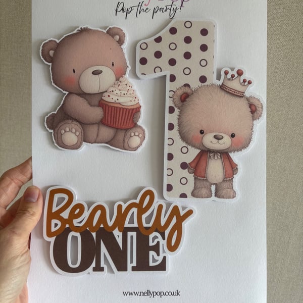 Bearly One First Birthday Cake Accessory Pack