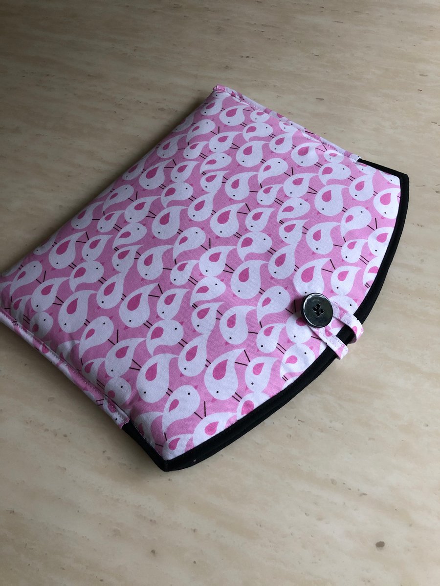 Handmade fabric iPad Sleeve ( pink flock of birds )