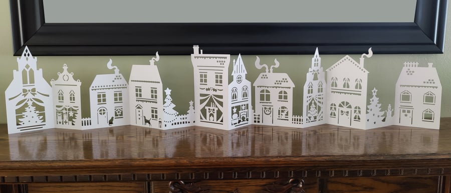 Intricate Christmas Village Scene Pop Up Decoration 