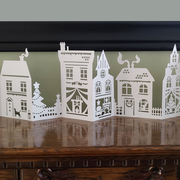 Intricate Christmas Village Scene Pop Up Decoration 
