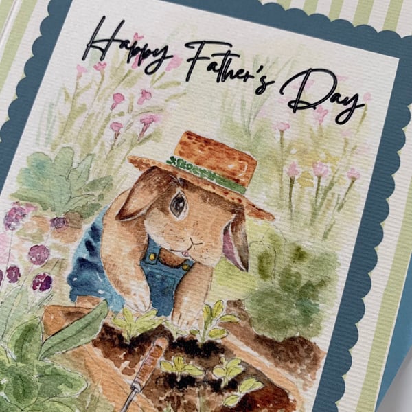 Father's day card for Gardeners - bunny illustration