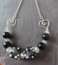 Black and grey flower bead necklace - Image 1