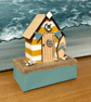 Handmade Wooden Yellow Beach Hut Ornament with Sand and Seashells