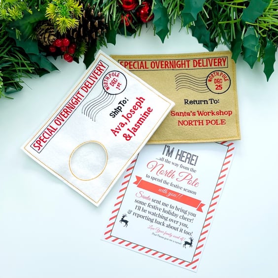 Personalised Elf Special Overnight Delivery and Return Envelopes