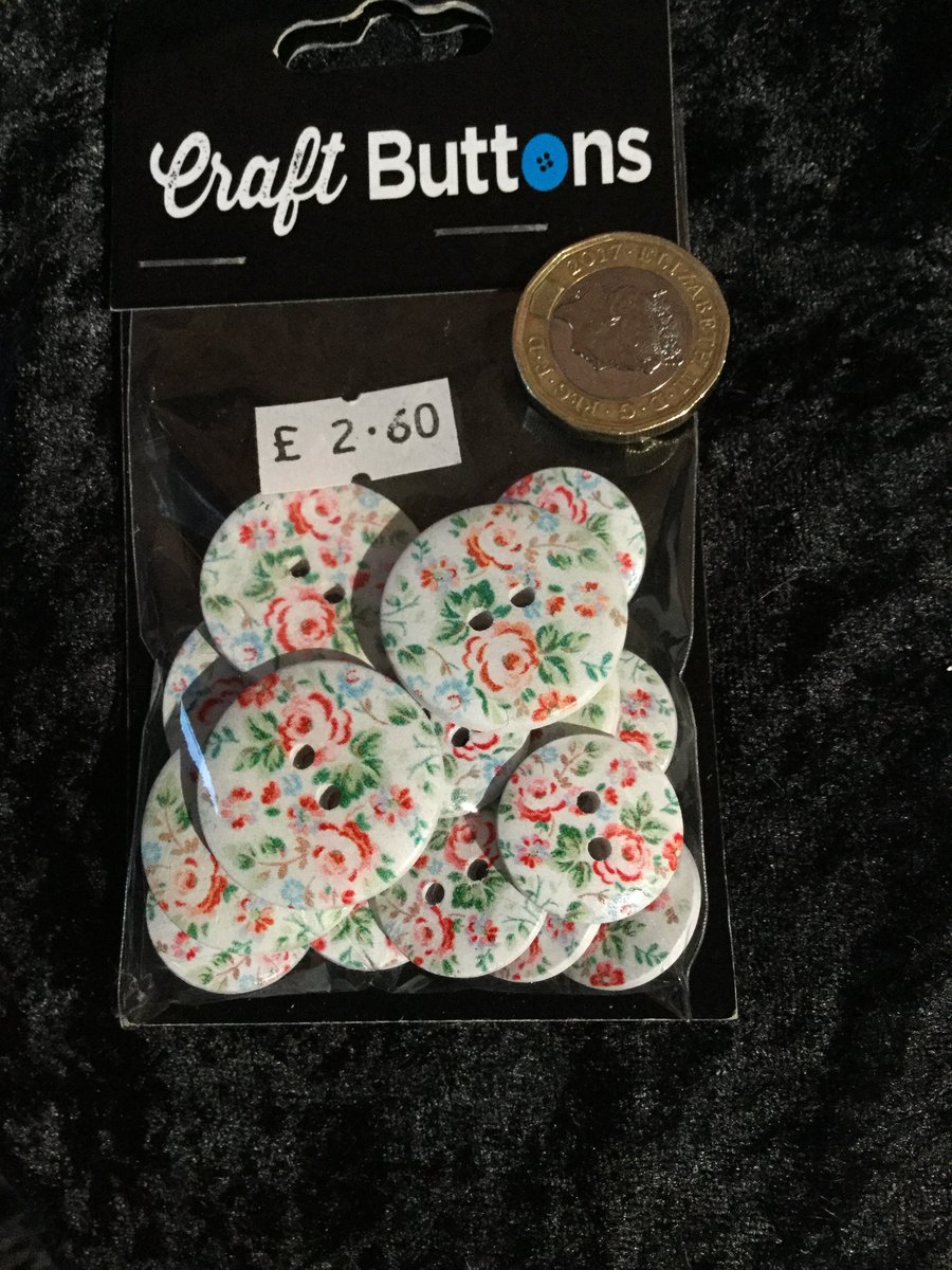 Craft Buttons Floral Red Blue Green (N.3)