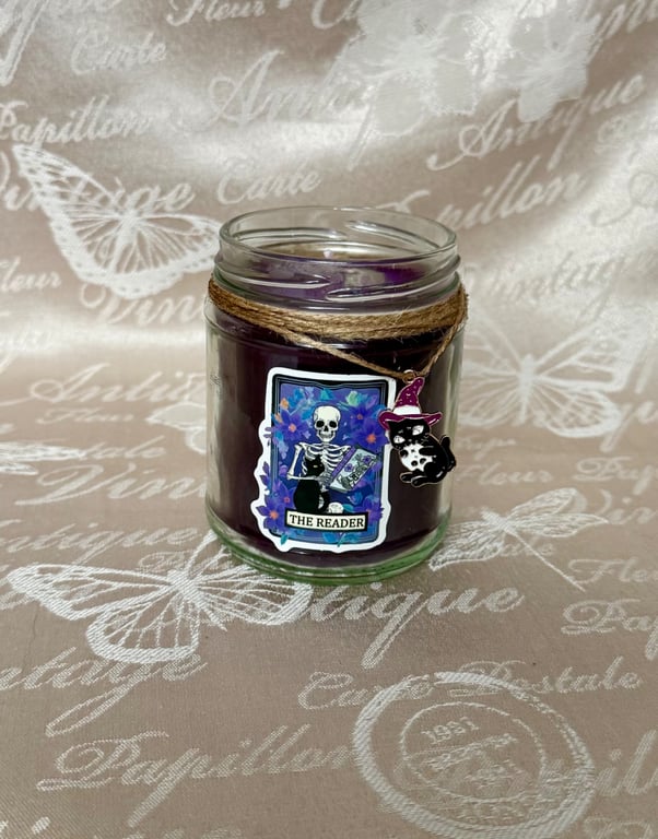 The Reader Witch Candle – Tarot Inspired Purple Glitter Candle