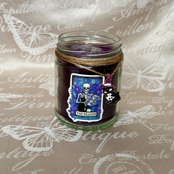 The Reader Witch Candle – Tarot Inspired Purple Glitter Candle