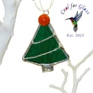 Stained glass Christmas tree hanging ornament