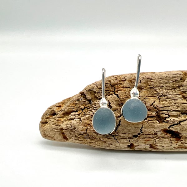 Cornflower Blue Sea Glass Earrings