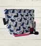Makeup bags blue cats on white 