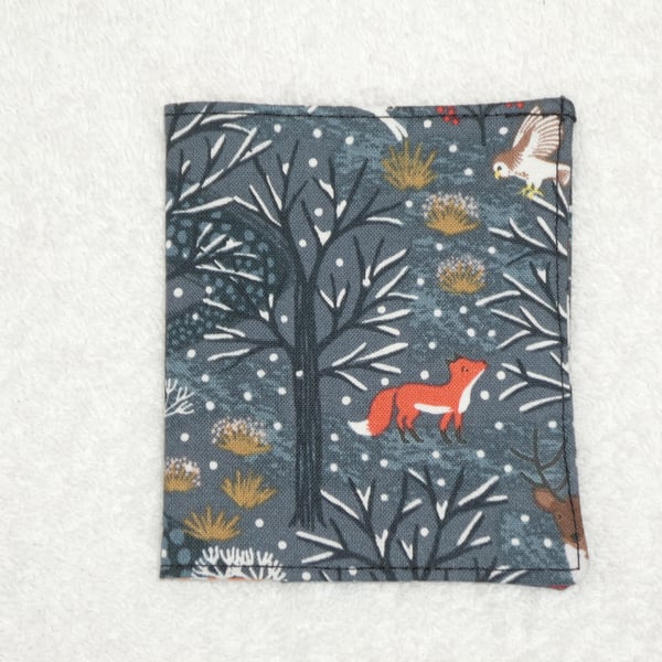Card Wallet. Credit Card Flip Wallet. Winter Foxes Fabric