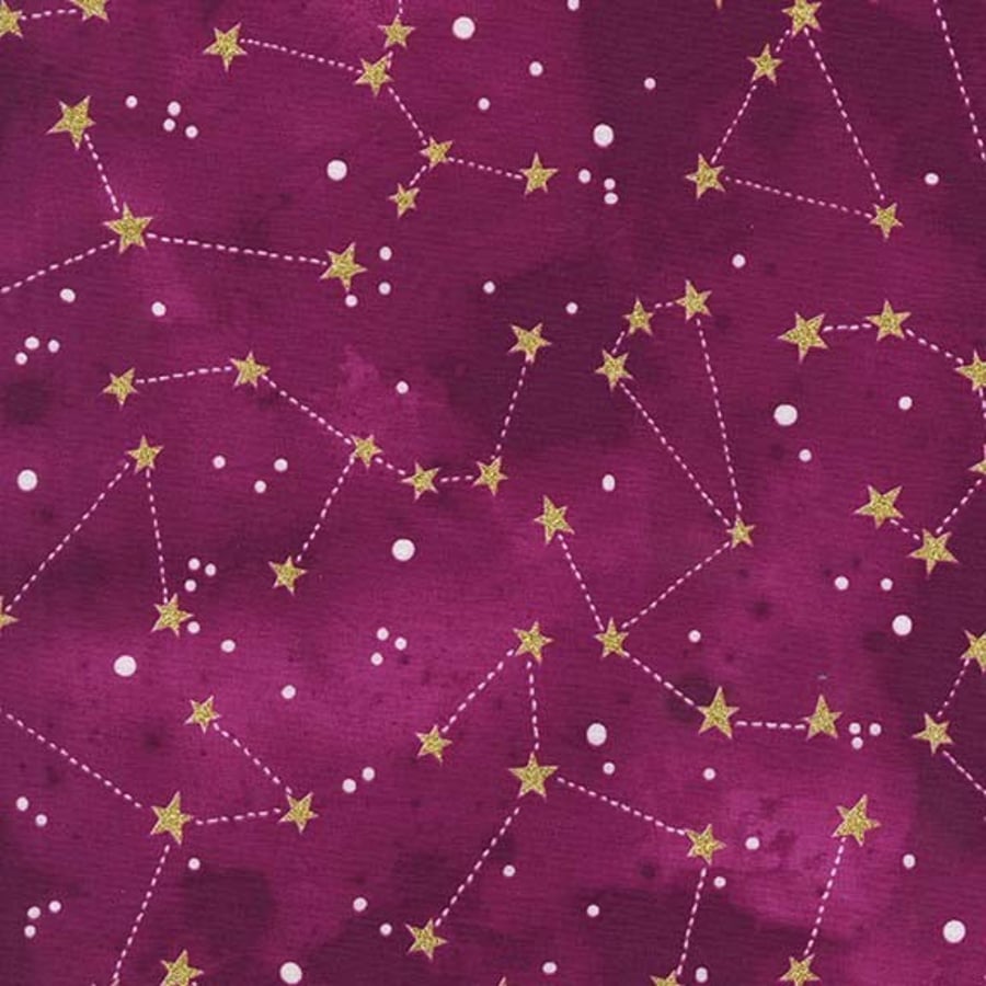 Constellations on Dark Pink Fabric